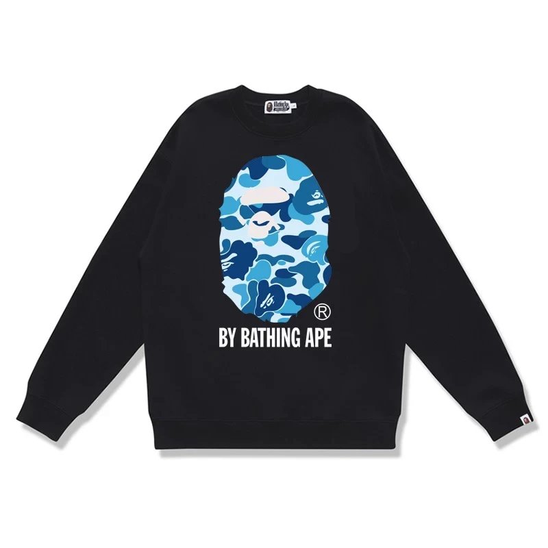 Bape Hoodie Top Version Counter Same Style Loose Pullover Top Men's Cotton Sports Casual Fashion Brand Women's round Neck Sweater