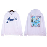 Amiri Hoodie Fashion Brand Sweater Paint-Splashing Style Graffiti Embroidered Hoodie Couple Coat