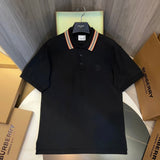 Burberry T-shirt Signature Stripes at the Neckline logoPOLO Shirt Lapel Short Sleeve25ss New Unisex Summer Short Sleeve OS Loose T Business Half Sleeve Shirt Plus Size T-Shirt