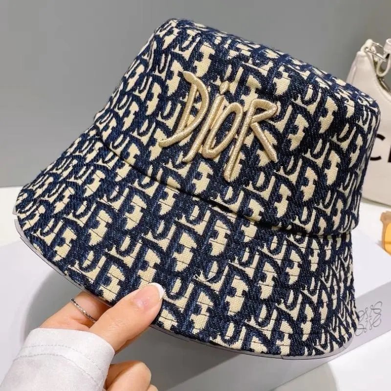 Dior Hat New Embroidery Full Printed Letters logo Sun Hat Casual All-Matching Fisherman Hat