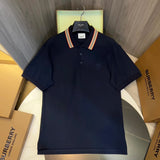 Burberry T-shirt Signature Stripes at the Neckline logoPOLO Shirt Lapel Short Sleeve25ss New Unisex Summer Short Sleeve OS Loose T Business Half Sleeve Shirt Plus Size T-Shirt