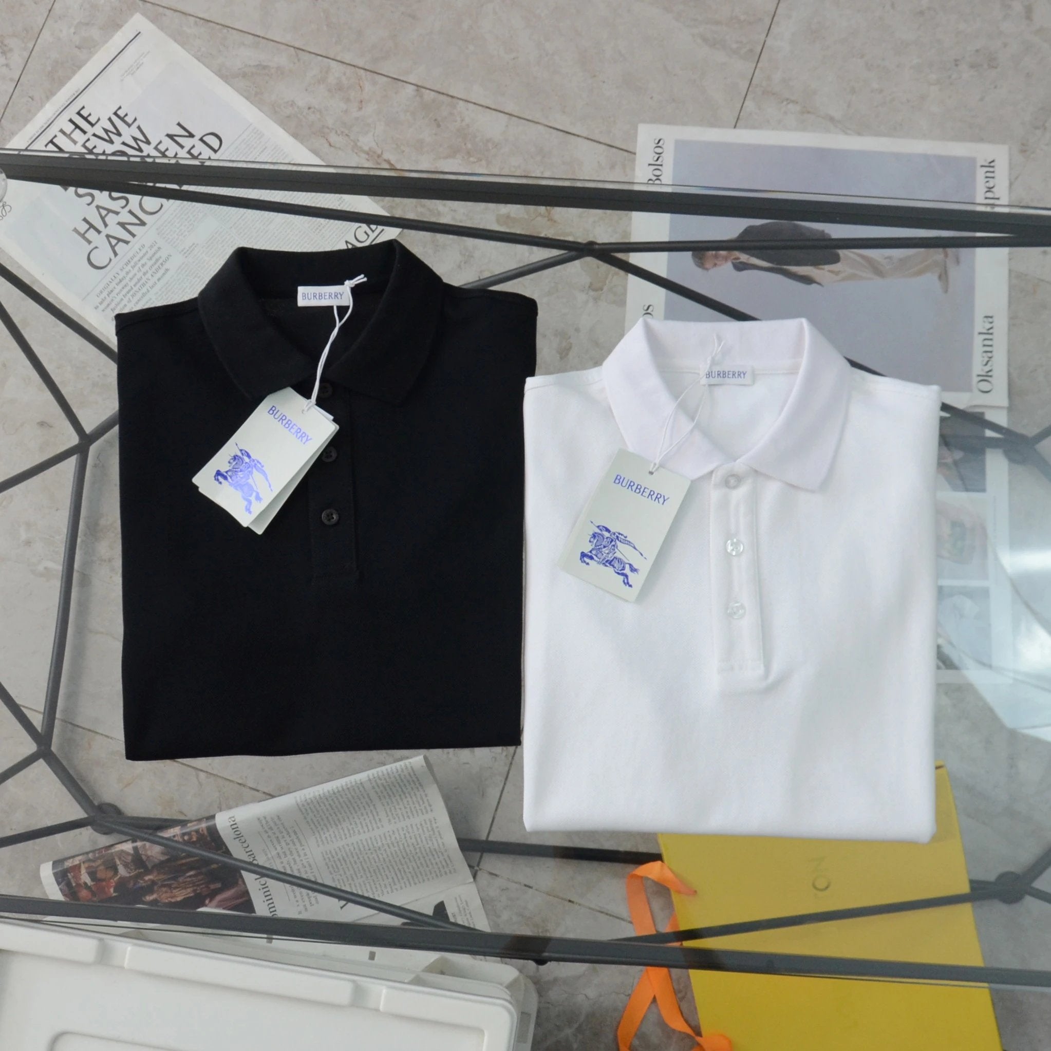 Burberry T-shirt Cuff logo Embroidery POLO Shirt Lapel Short Sleeve25ss New Unisex Summer Short Sleeve OS Loose T Business Half Sleeve Shirt Plus Size T-Shirt