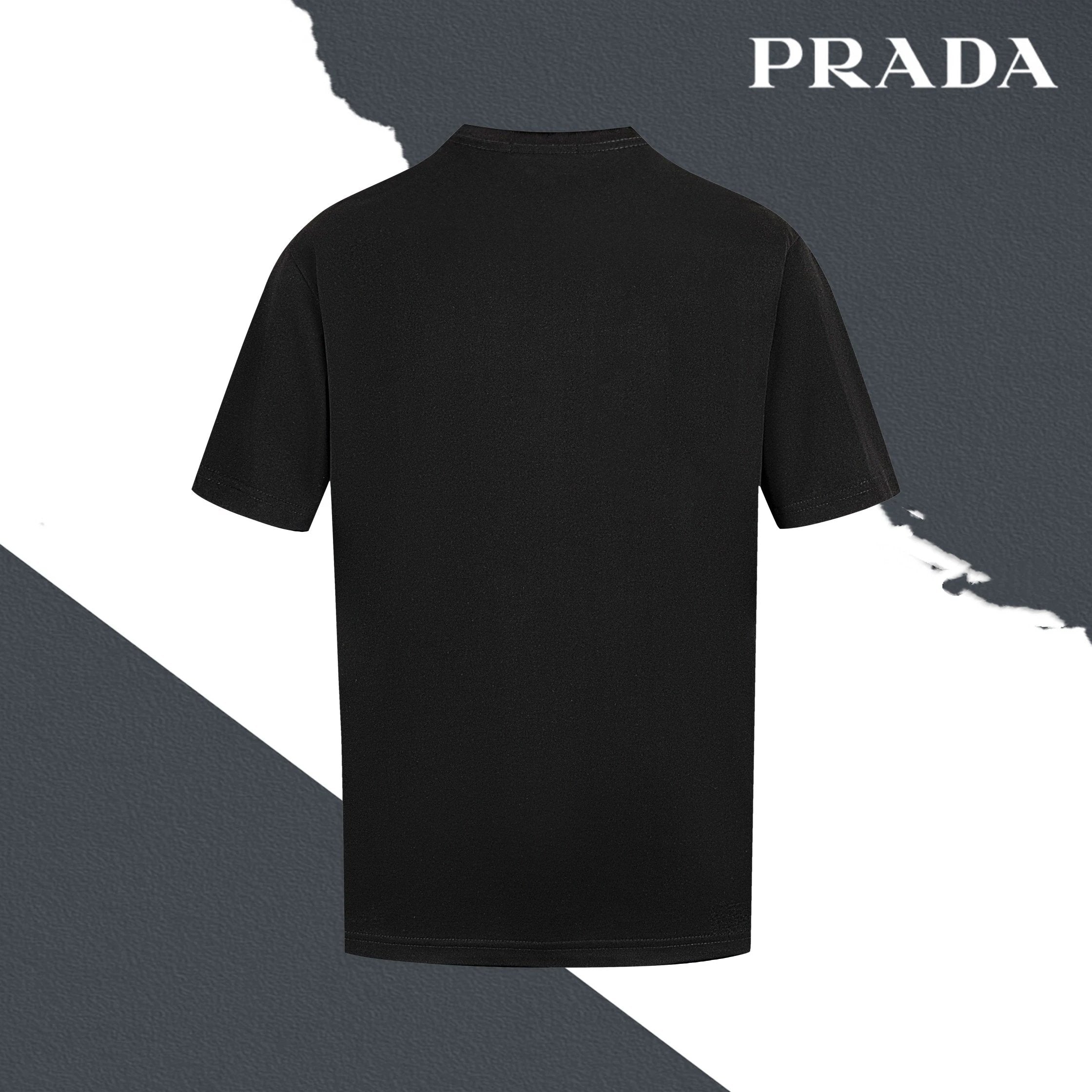 PRADA T-shirt Chest Brand Embroidery logo round Neck Short Sleeve25ss New Pure Cotton Unisex Style T T-shirt OS Loose Fit Base Shirt Half Sleeve T-Shirt Top Half Sleeve