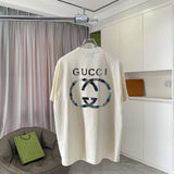 Gucci T-shirt Colorful double back G Letter Printing logo round Neck Short Sleeve25ss New Pure Cotton Unisex Style T T-shirt OS Loose Fit Base Shirt Half Sleeve T-Shirt Top Half Sleeve