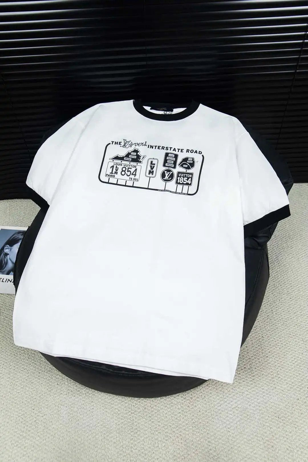 Louis Vuitton LV T-shirt Chest Road Sign Letter Print logo round Neck Short Sleeve25ss New pure cotton T Unisex T-Shirt OS Drop Shoulder Loose Fit Base Shirt Top T-Shirt Short Sleeve