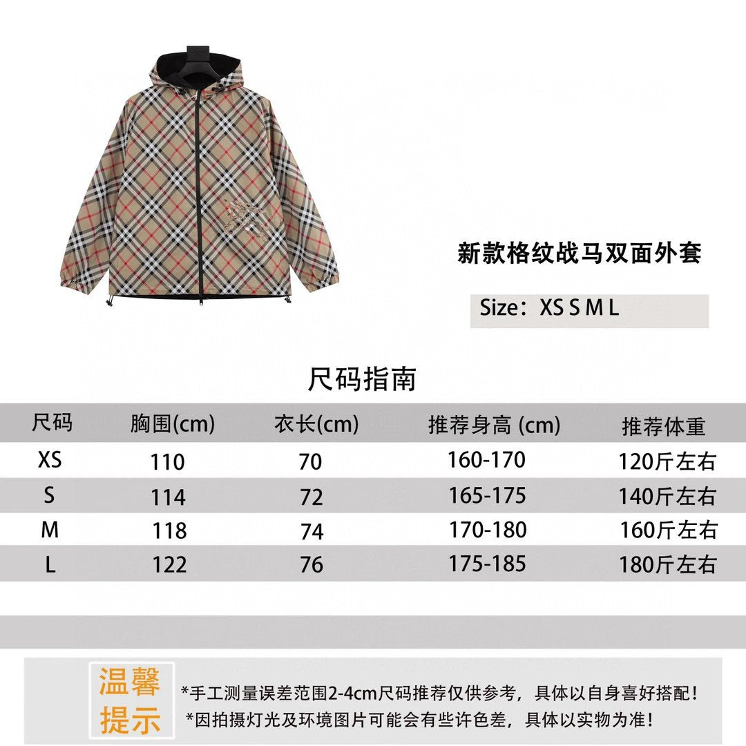 Burberry Jackets New Plaid Horse Double-Sided Coat for Men and Women