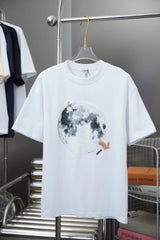 LOEWE T-shirt 25SS Early Spring New Moon Rabbit Embroidery Round Neck Short Sleeve Pure Cotton Unisex T T-shirt OS Loose Fit Base Shirt Summer Casual Simple T-Shirt