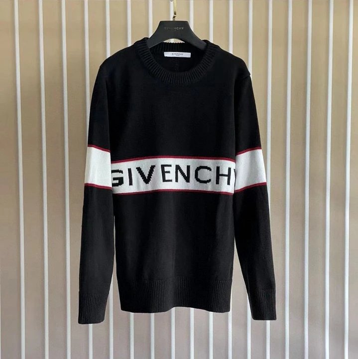 Givenchy Sweater Top Version Men's Classic Letters logo Black Panel Sweater Sweater