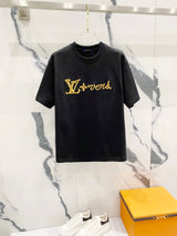 Louis Vuitton LV T-shirt Iconic Hemp Rope Letter Embroidery LOGO round Neck Short Sleeve25ss New Pure Cotton Unisex Style T T-shirt OS Loose Fit Base Shirt Casual Short Sleeve Top T-Shirt