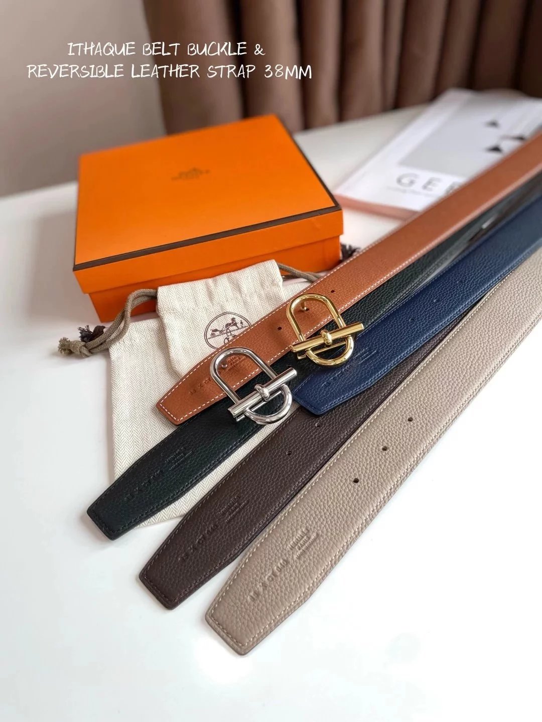 Hermes Belt Top version 【Products in stock new】Belt Men's Leather Belt Double-Sided Available Smooth Buckle Business Casual Belt38MM