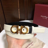 Ferragamo Belt Top version 【Full Package】Women's Belt Width2.5cm with Chip nfc Anti-Counterfeiting Quality Counter Full Set Packaging Italian Double-Sided Cowhide Matching Boutique Brass Buckle Long and Short Belt Women's Pants Belt