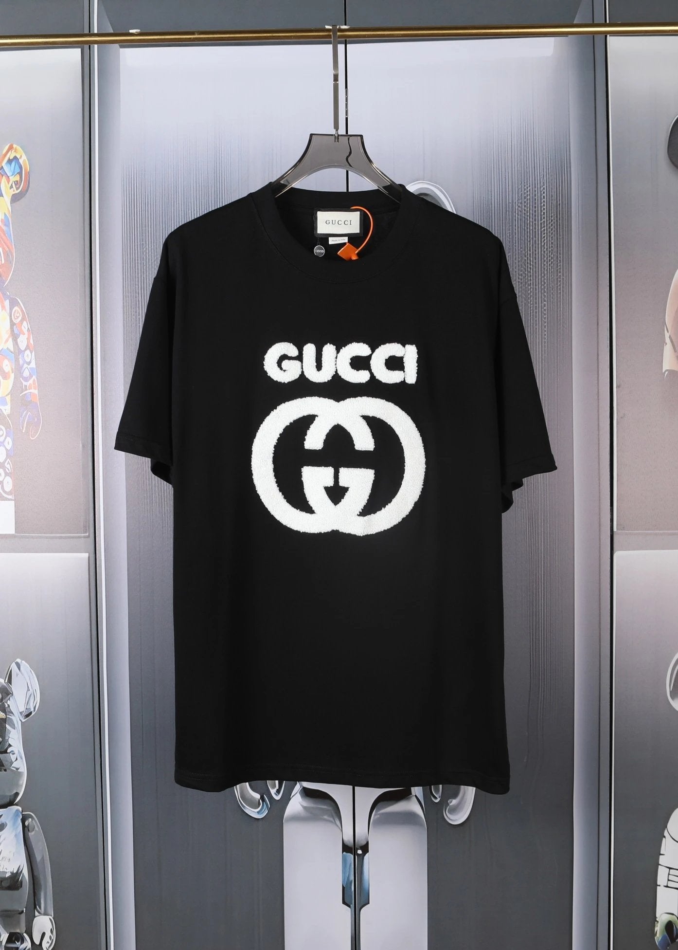 Gucci T-shirt Double G Toothbrush Embroidery logo round Neck Short Sleeve25ss New Pure Cotton Unisex Style T T-shirt OS Loose Fit Base Shirt Short Sleeve T-Shirt Top