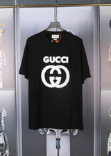 Gucci T-shirt Double G Toothbrush Embroidery logo round Neck Short Sleeve25ss New Pure Cotton Unisex Style T T-shirt OS Loose Fit Base Shirt Short Sleeve T-Shirt Top