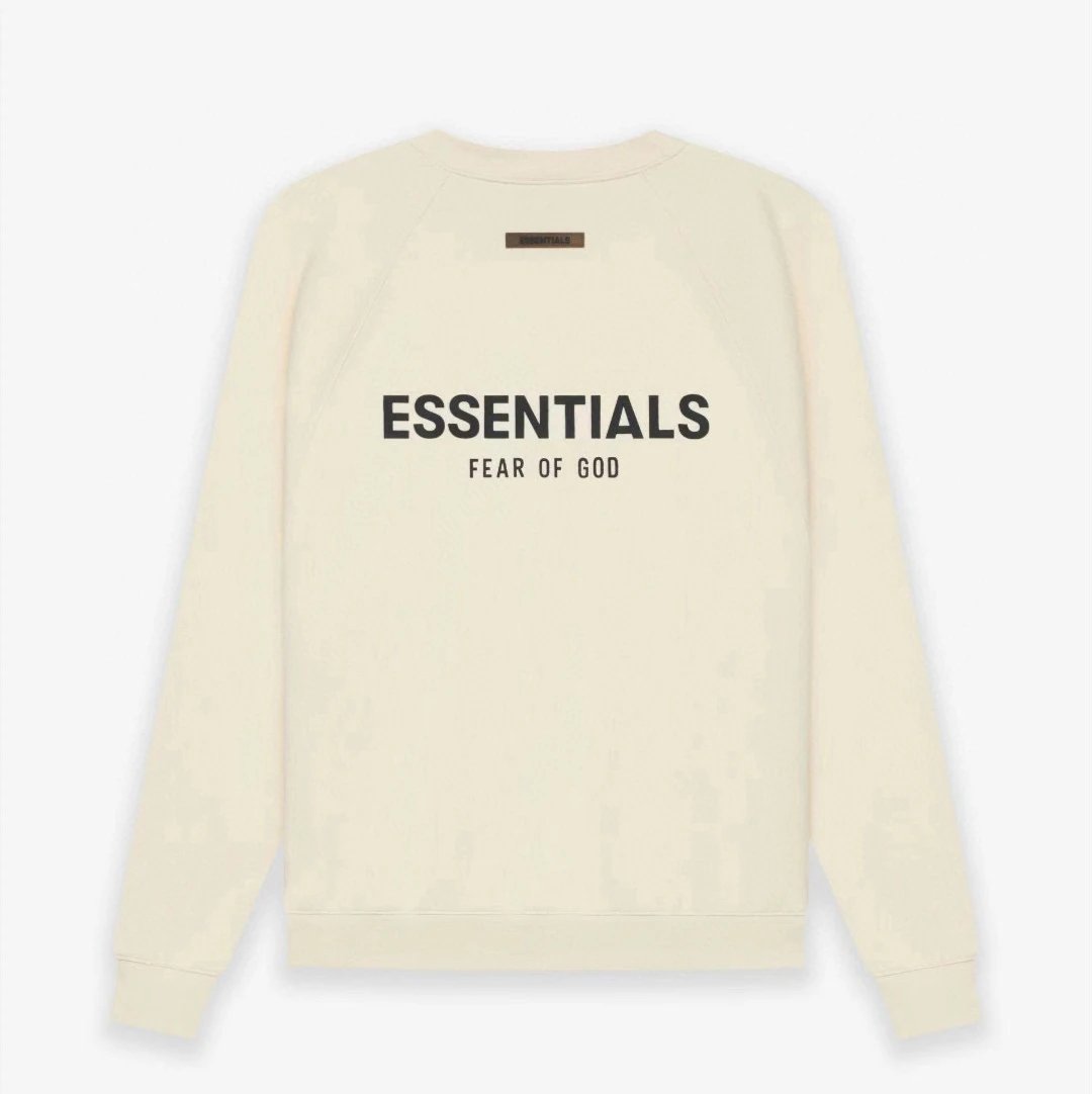 ESSENTIALS Hoodie Top Version New Double Line Fleece-lined Letters behind Printed Crew Neck Sweatshirt