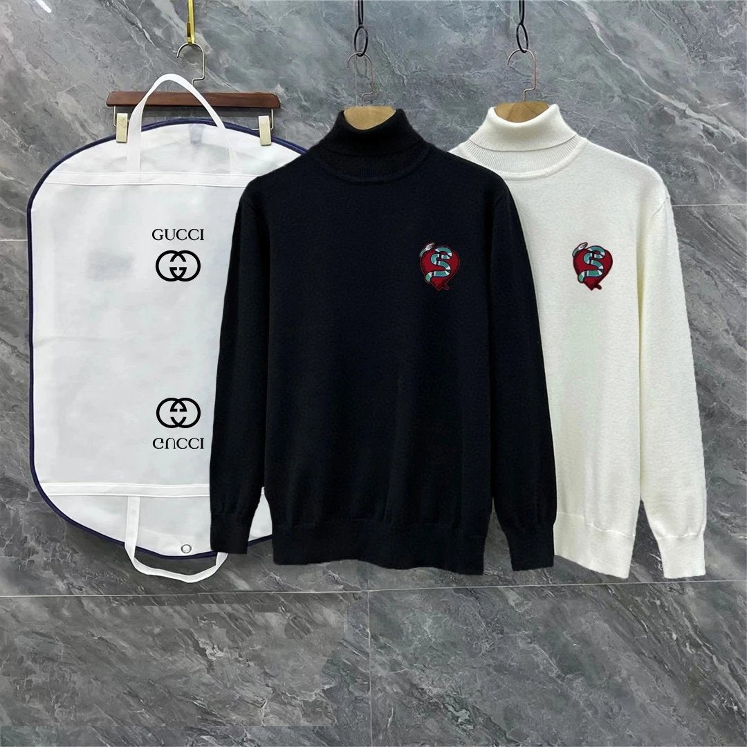 Gucci Sweater Heart-shaped Snake logo Turtleneck Sweater Coat Unisex Outerwear Long Sleeve Soft Lazy Style OS Loose fit