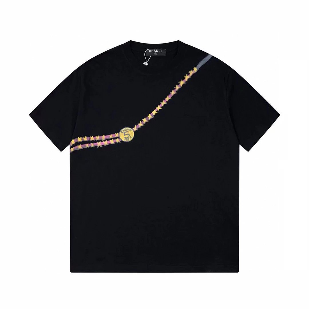 Chanel T-shirt Version Chanel-Style Printing Men's and Women's Same Style Short Sleeve T Summer Fashion T-shirt