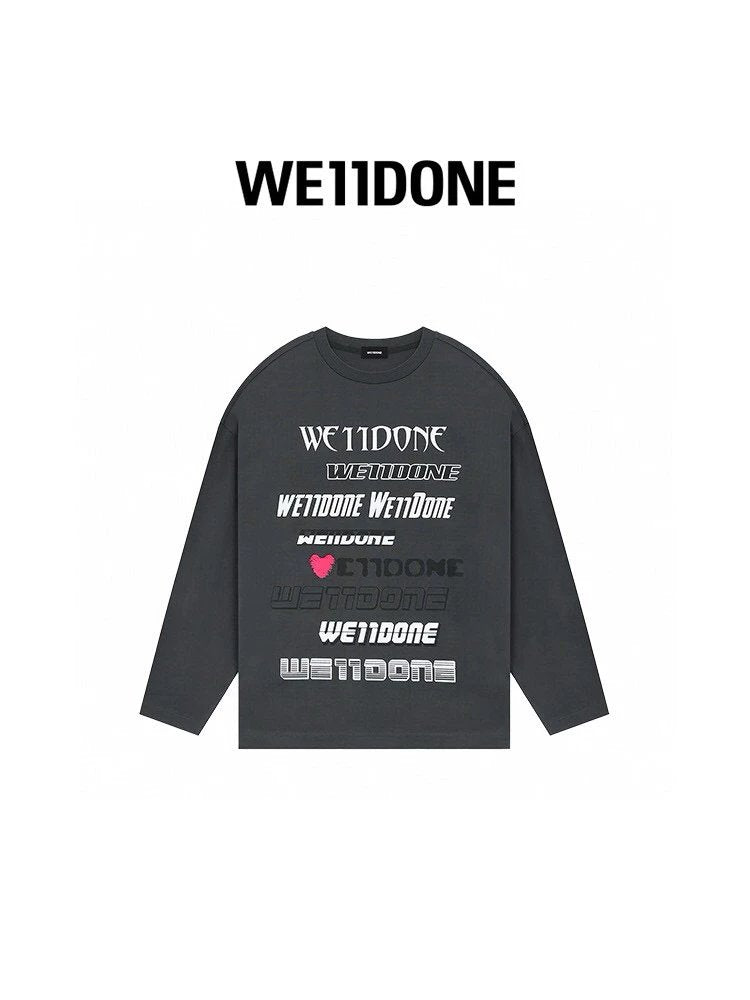 We11done Hoodie Top Version New Love Color Bullet Screen Spring and Autumn Thin T T-shirt Long Sleeve