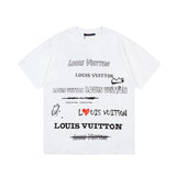 Louis Vuitton LV T-shirt Large Chest Letter Print logo round Neck Short Sleeve25ss New pure cotton T Unisex T-Shirt OS Drop Shoulder Loose Fit Base Shirt Top T-Shirt Short Sleeve