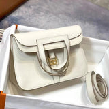 Hermes women's bag Top version 【Handmade Imported Fabric Beeswax Thread】H Home halzan22cm25cm Horseshoe Bag Shoulder Bag Multi-Functional One Bag Multi-Purpose Messenger Bag Handbag Fashion Casual Famaous Brand Women's Bag