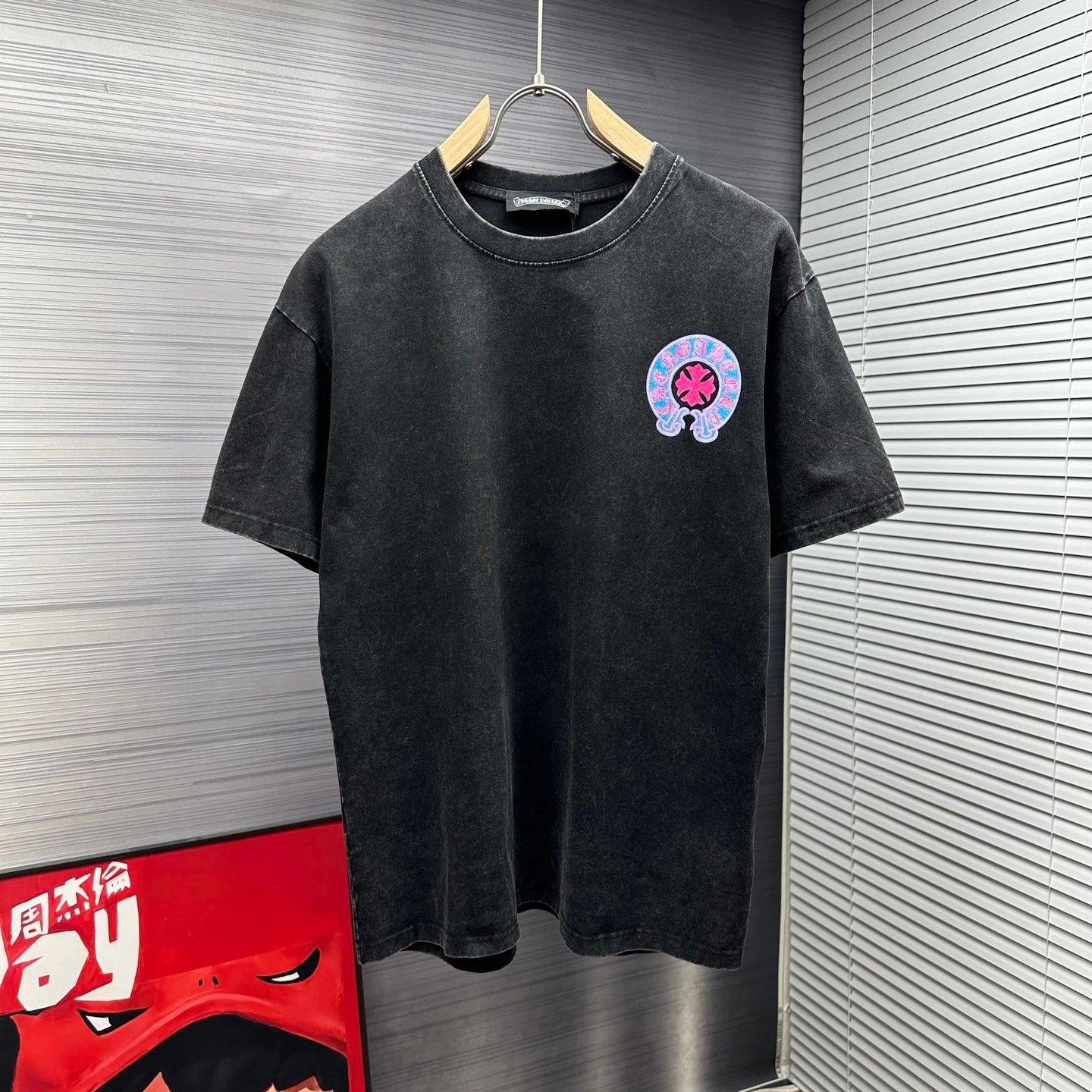 Chrome Hearts T-shirt Back with Sanskrit Script Print logo round Neck Short Sleeve25ss New pure cotton T Unisex T-Shirt OS Loose Fit Base Shirt Top Half Sleeve T-Shirt