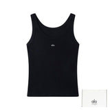 Alo Yoga T-shirt Chest Small Logo Print logo Sleeveless Short Sleeve Sleeveless Vest25ss New Pure Cotton Women's Style T T-shirt OS Loose Fit Base Shirt Top Half Sleeve T-Shirt