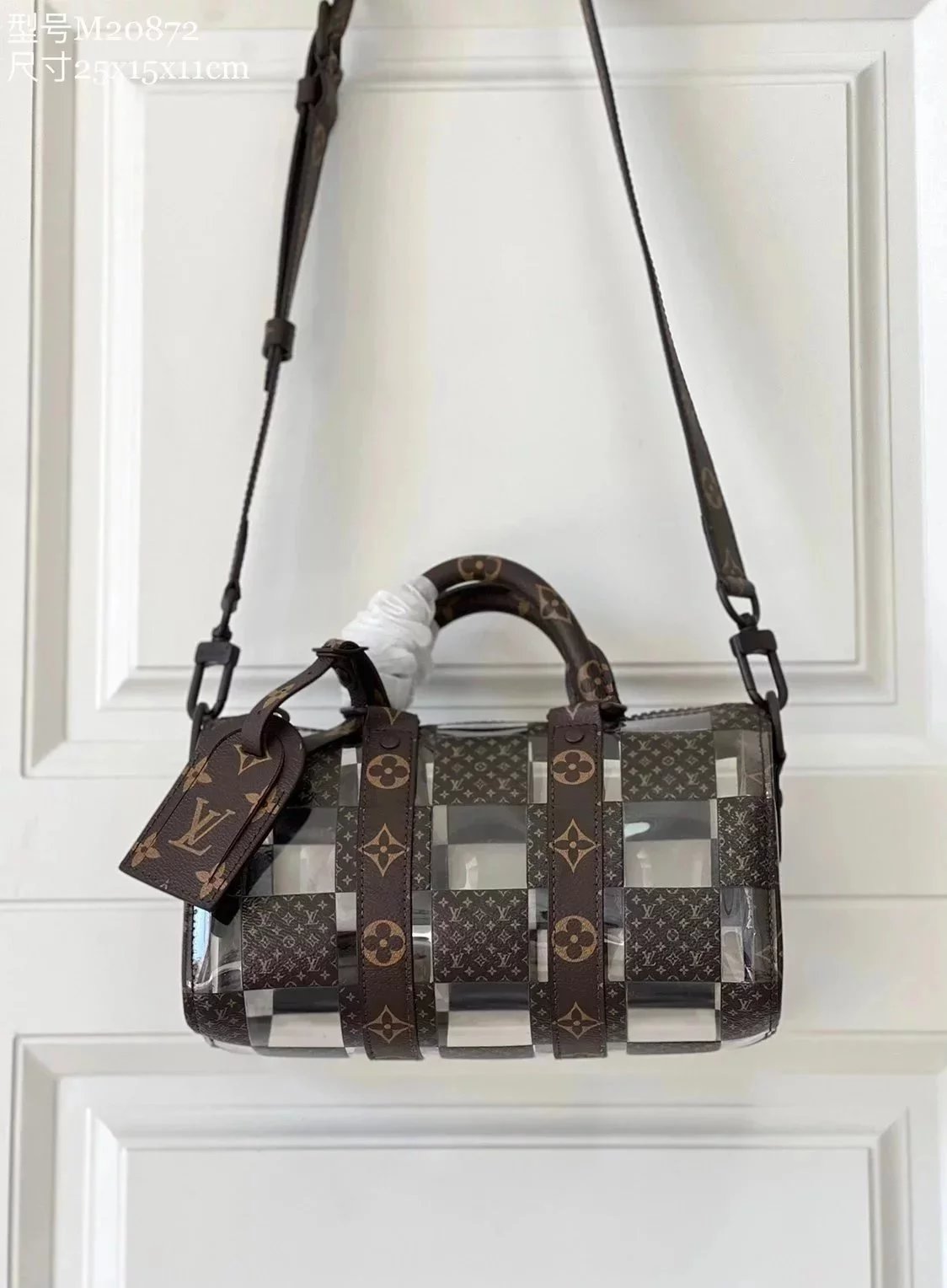 Louis Vuitton LV Men's Bag Top version 【Original Leather】2022New M20872This Paragraph KeepallBandoulière25Handbag Overflowing2022Autumn and Winter Boston Pillow Bag Shoulder Crossbody Handbag Men's and Women's Bags