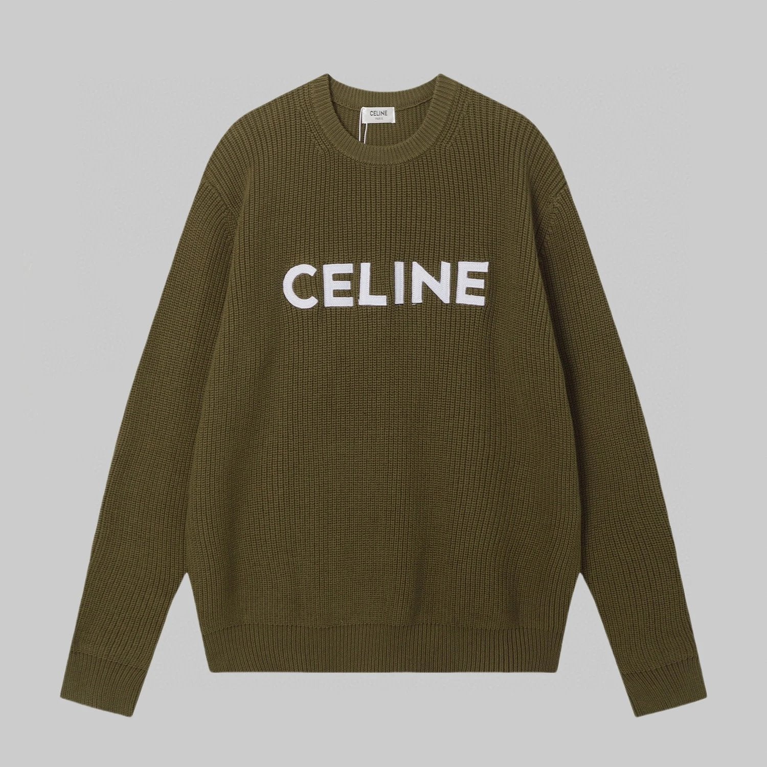 Celine Sweater Letter patch embroidery done logo Round Neck Sweater Long Sleeve Pullover Unisex Thickened OS Loose Fit Top Versatile Casual Jacket Lazy Style