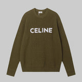 Celine Sweater Letter patch embroidery done logo Round Neck Sweater Long Sleeve Pullover Unisex Thickened OS Loose Fit Top Versatile Casual Jacket Lazy Style