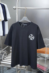 Chrome Hearts T-shirt 25SS Early Spring New Style Horseshoe Print Rhinestone Short Sleeve Round Neck Pure Cotton Unisex T T-shirt OS Loose Fit Base Shirt Short Sleeve Top T-Shirt