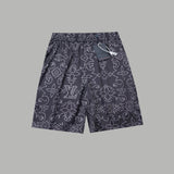 Louis Vuitton LV Shorts Allover Old Flower Print logo Five-point Shorts25ss New Drawstring Casual Pants for Men and Women, Summer Style5Two-in-One Casual Sweatpants Pure Cotton Joggers
