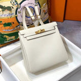 Hermes women's bag Top version h Handmade hermes High-End Backpack Backpack Men's and Women's Bag KellyAdo22cm Unisex Backpack Backpack Schoolbag Shoulder Bag Imported togo Leather Hand Sewing Wax Line