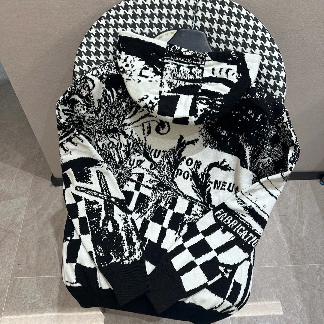 Louis Vuitton LV Sweater Color Block Hooded Sweater Long Sleeve Hoodie Thickened Lazy Style OS Loose Fit Jacket Unisex Same Style Inner Versatile Casual Top