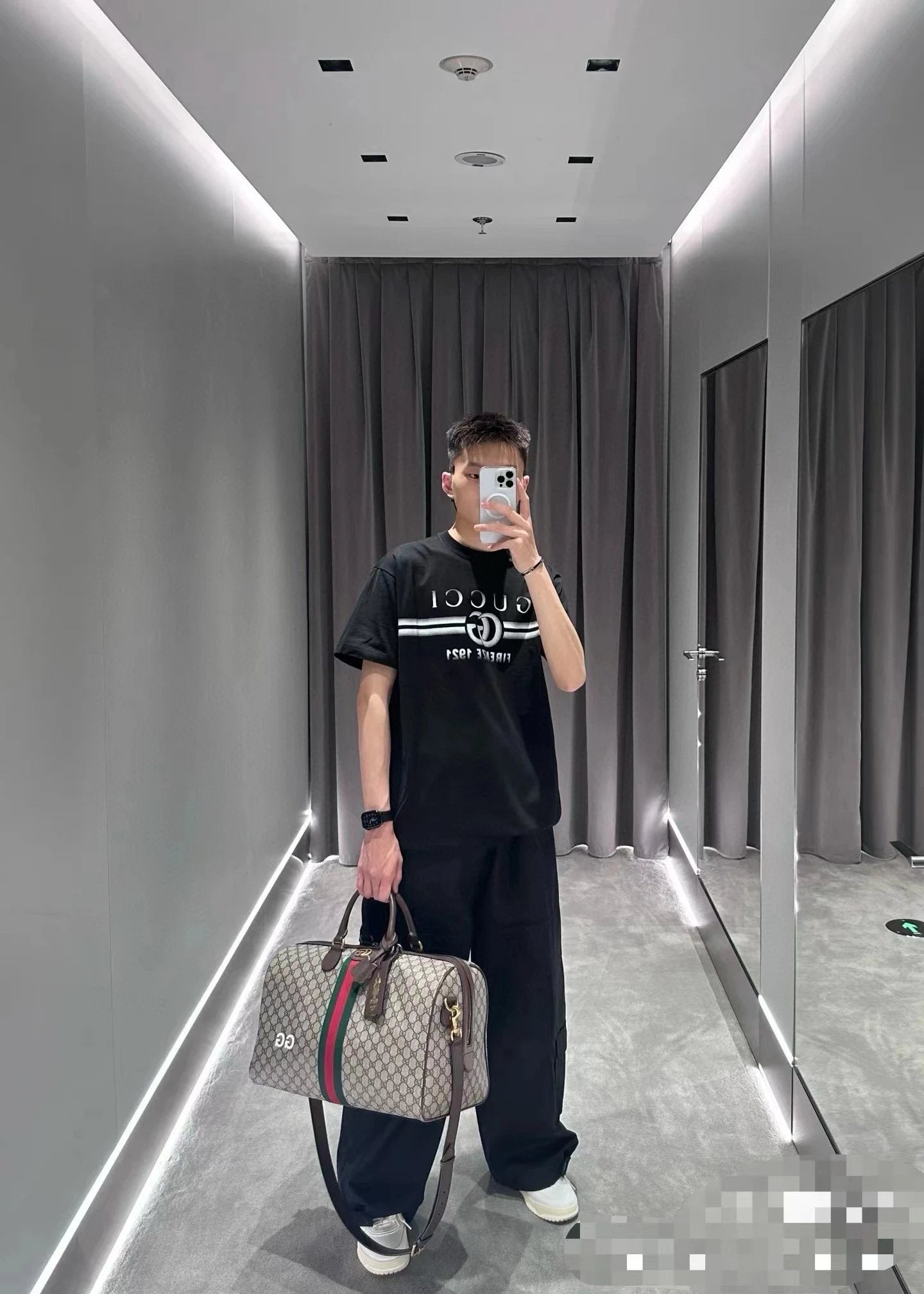Gucci T-shirt Chest Shadow Letter Print logo round Neck Short Sleeve25ss New Pure Cotton Unisex Style T Casual T-Shirt Base Layer Shirt OS Loose Fit Half Sleeve Top Plus Size