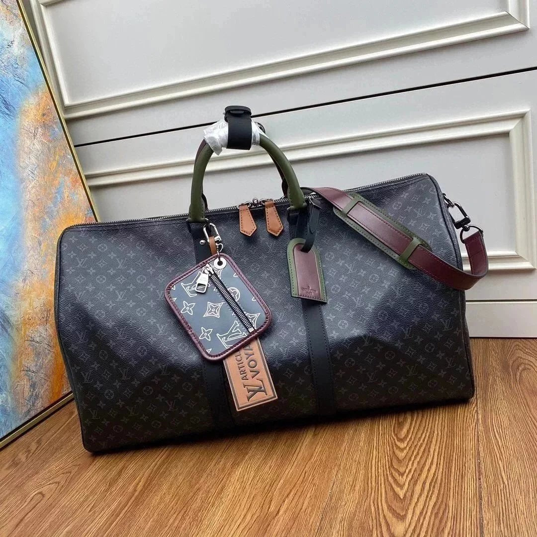 Louis Vuitton LV Travel Bag Top version M56855M45988Presbyopic huaKEEPALL50Travel Bag（with Shoulder Strap）Business Traveling Luggage Bag Travel Bag Backpack Sports Bag Men's and Women's Bags Gym Bag