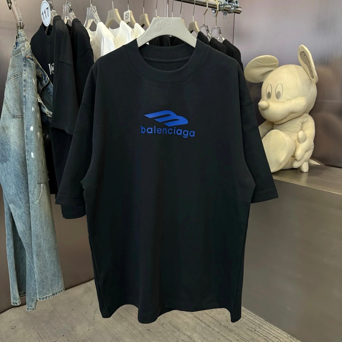 Balenciaga T-shirt Front and Rear Letter Printing logo round Neck Short Sleeve25ss New Pure Cotton Unisex Style T Casual T-Shirt Base Layer Shirt OS Loose Fit Half Sleeve Top Plus Size