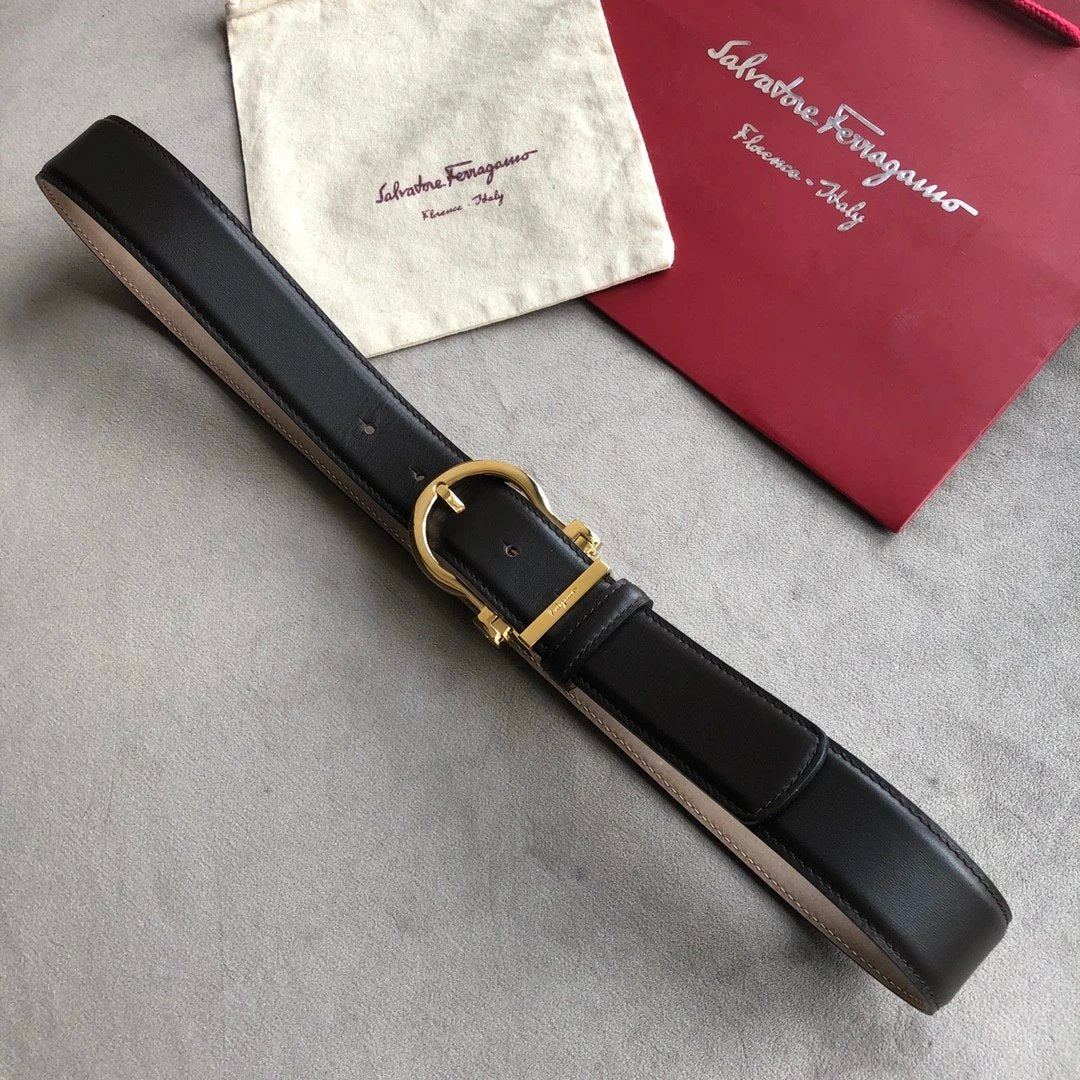 Ferragamo Belt Top version Original Single Men's and Women's Belt Belt Width3.5cm Counter Belt Fashionable All-Match Casual Belt Pants Belt F Home