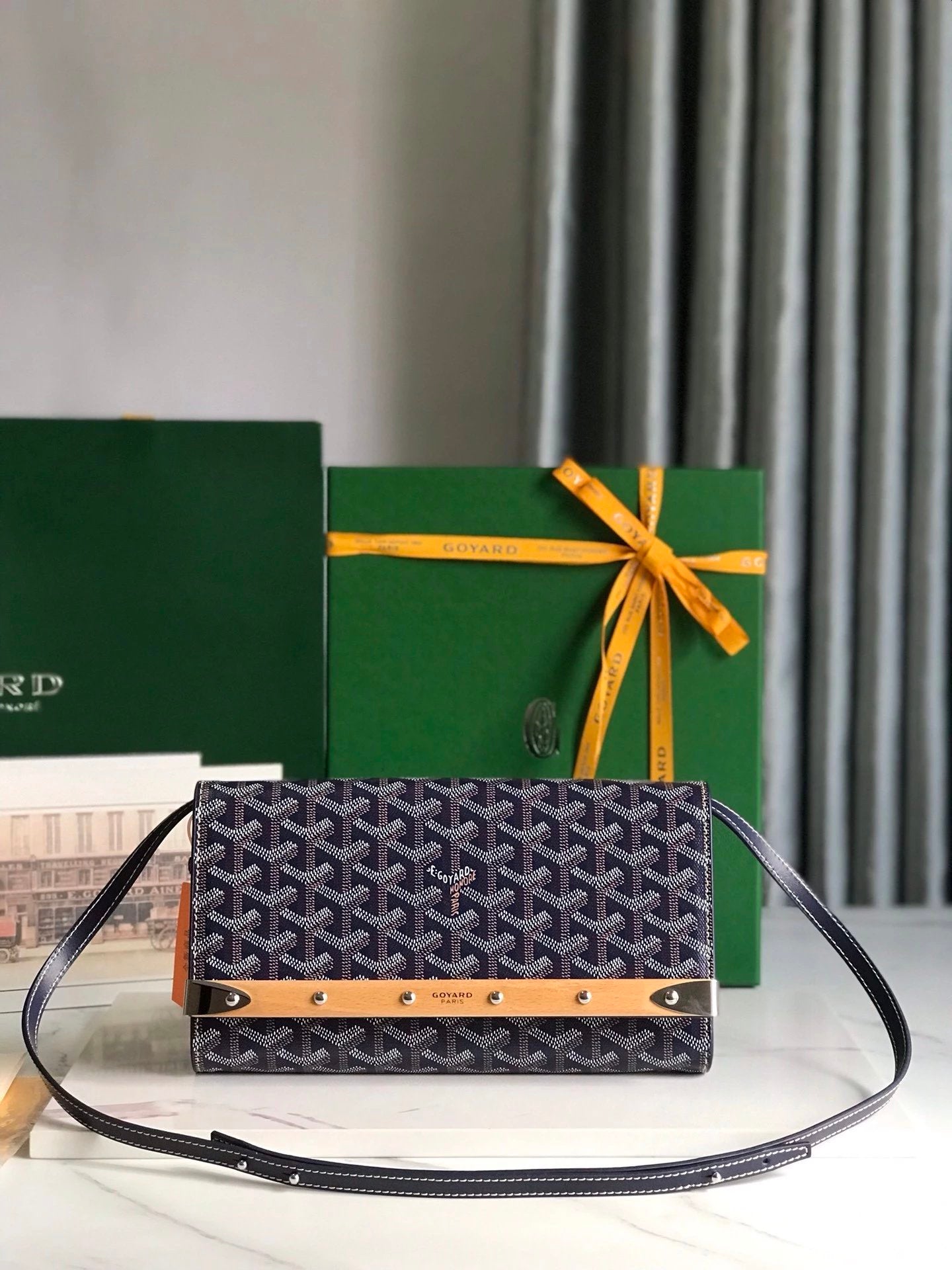 Goyard Bag Top version 【Original Leather】New Monte-Carlo Small Size Clutch Mobile Phone Bag WOC Envelope Package Small Bag Crossbody Bag Shoulder Bag Mobile Phone Bag Parent Wallet Handbag Women's Bag