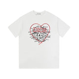 Dior T-shirt Front Color-Block Heart Print logo round Neck Short Sleeve25ss New pure cotton T Unisex T-Shirt OS Loose Fit Base Shirt Top Half Sleeve T-Shirt