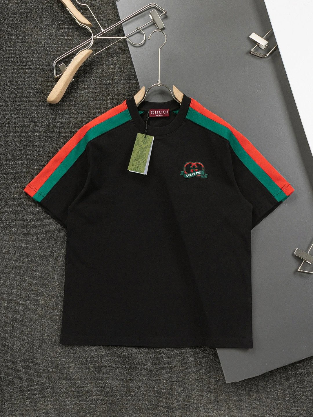 Gucci T-shirt Chest number1921Pair with Letter Embroidery logo round Neck Short Sleeve25ss New Pure Cotton Unisex Style T Casual T-Shirt Base Layer Shirt OS Loose Fit Half Sleeve Top Plus Size