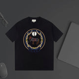 Gucci T-shirt Double-breasted G BMW Print logo round Neck Short Sleeve25ss New pure cotton T Unisex T-Shirt OS Drop Shoulder Loose Fit Base Shirt Top T-Shirt Short Sleeve