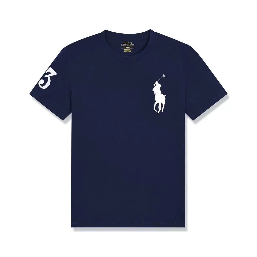 Ralph Lauren T-shirt Top Version Label POLORalphLauren Men's Big Horse Mark Short Sleeve round Neck Solid Color T Summer Shirt