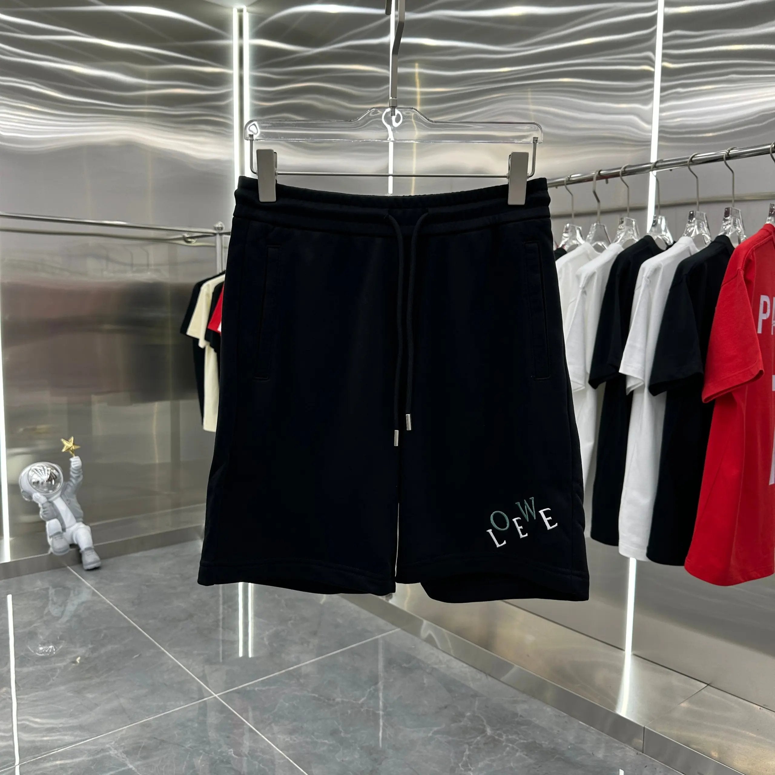 LOEWE Shorts Classic Letter Embroidery Back Pocket Classic logo Patterned Shorts Knee-Length Shorts25ss New Drawstring Casual Summer Pants American Style5Two-in-One Casual Sweatpants for Men and Women, Pure Cotton Joggers