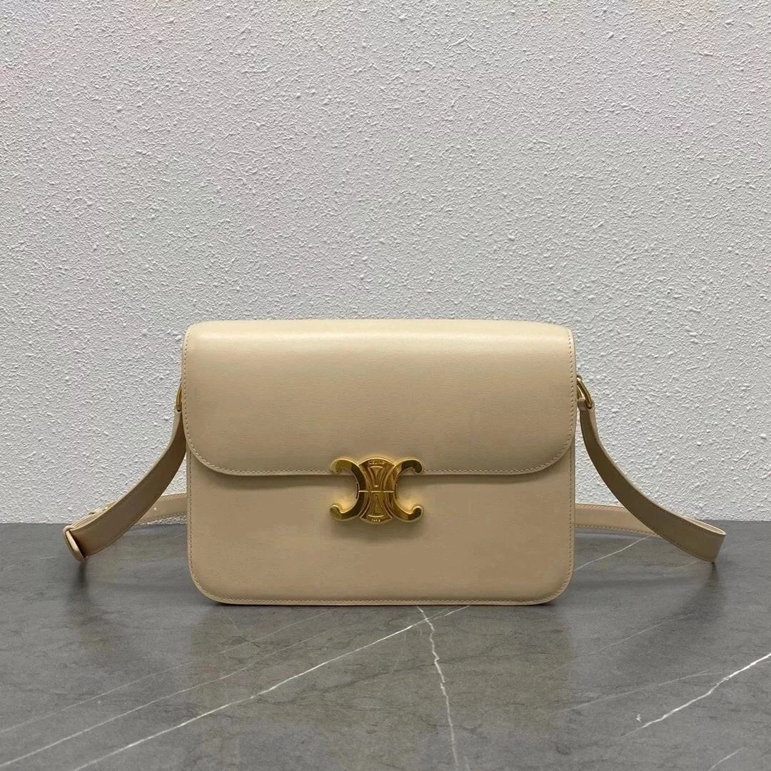 Celine women's bag Top version 【Surrogate Shopping Edition】Teen Arc De Triomphe Crossbody Bag New BOX Bag18.5cm Small Size2023New Cherry Blossom Pink Arc De Triomphe Women's Bag Square Bag mininano Retro Gold Buckle Shoulder Crossbody Bag Arc De Triomphe