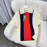 Gucci T-shirt Mercerized Cotton Patchwork Lapel T T-shirt Polo Unisex T-Shirt25ss New Arrival Jacket