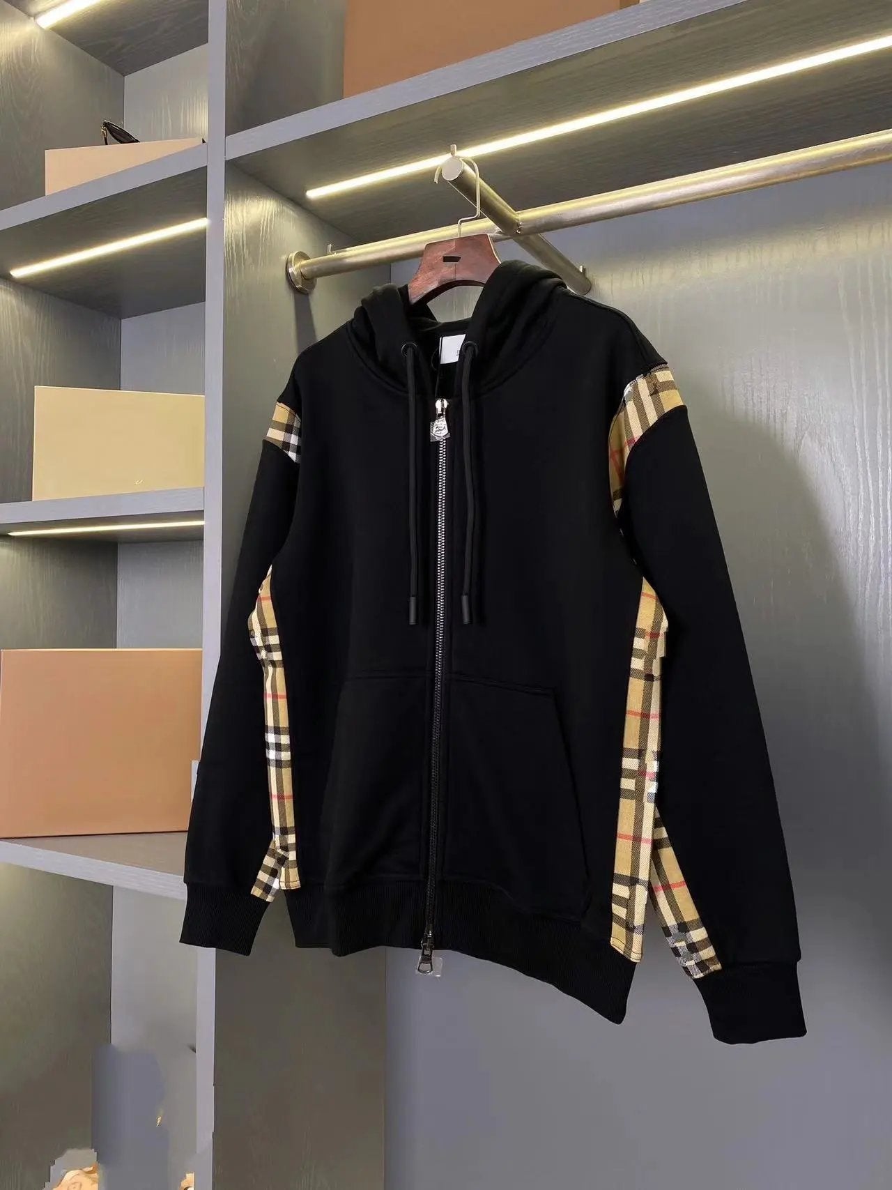 Burberry Hoodie Trendy Brand Autumn Plaid Zipper Hooded Jacket