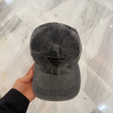 PRADA Hat Triangle mark logo Baseball Cap Sunshade Sun Protection Duckbill Cap Slimming Face Curved Brim Versatile Large Head Circumference Sports Hat Unisex Couple Style