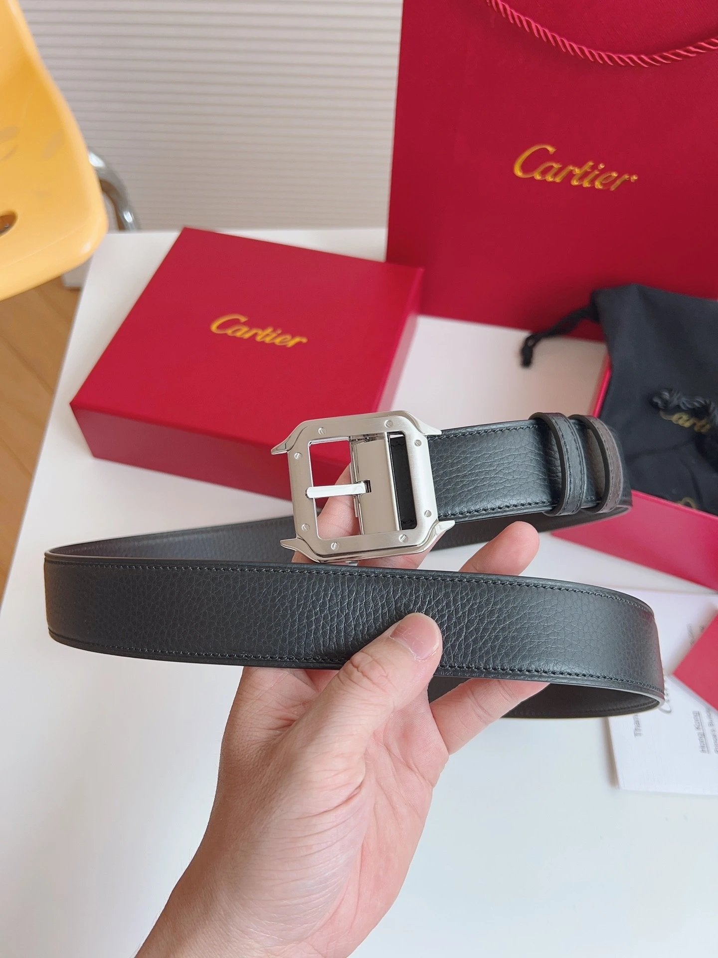 Cartier Belt Top version Original Order in Stock Belt Men2021Men's Italian Leather Belt Metal LOGO Formal Wear Belt Width3.5Belt Male