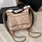 Chanel Women's Bag Top version 【**Original Leather】24C New Space Silver BABAKA Backpack Small Bookbag Backpack CF Sheepskin Rhombus Leather Chain Bag Golden Backpack AS4621