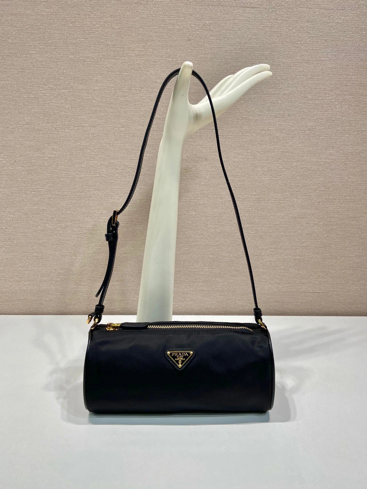 PRADA Bag Top version Latest Enamel Metal Triangle Logo Zipper Closure Bucket Bag Underarm Bag Recycled Nylon Bag Shoulder Bag Crossbody Bag1NE058