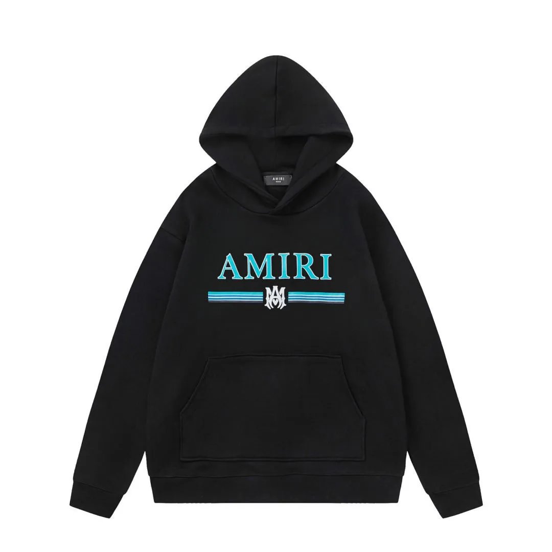 Amiri Hoodie 2024Autumn and Winter New Logo Badge Letter Print Pattern Hooded Sweater for Men and Women